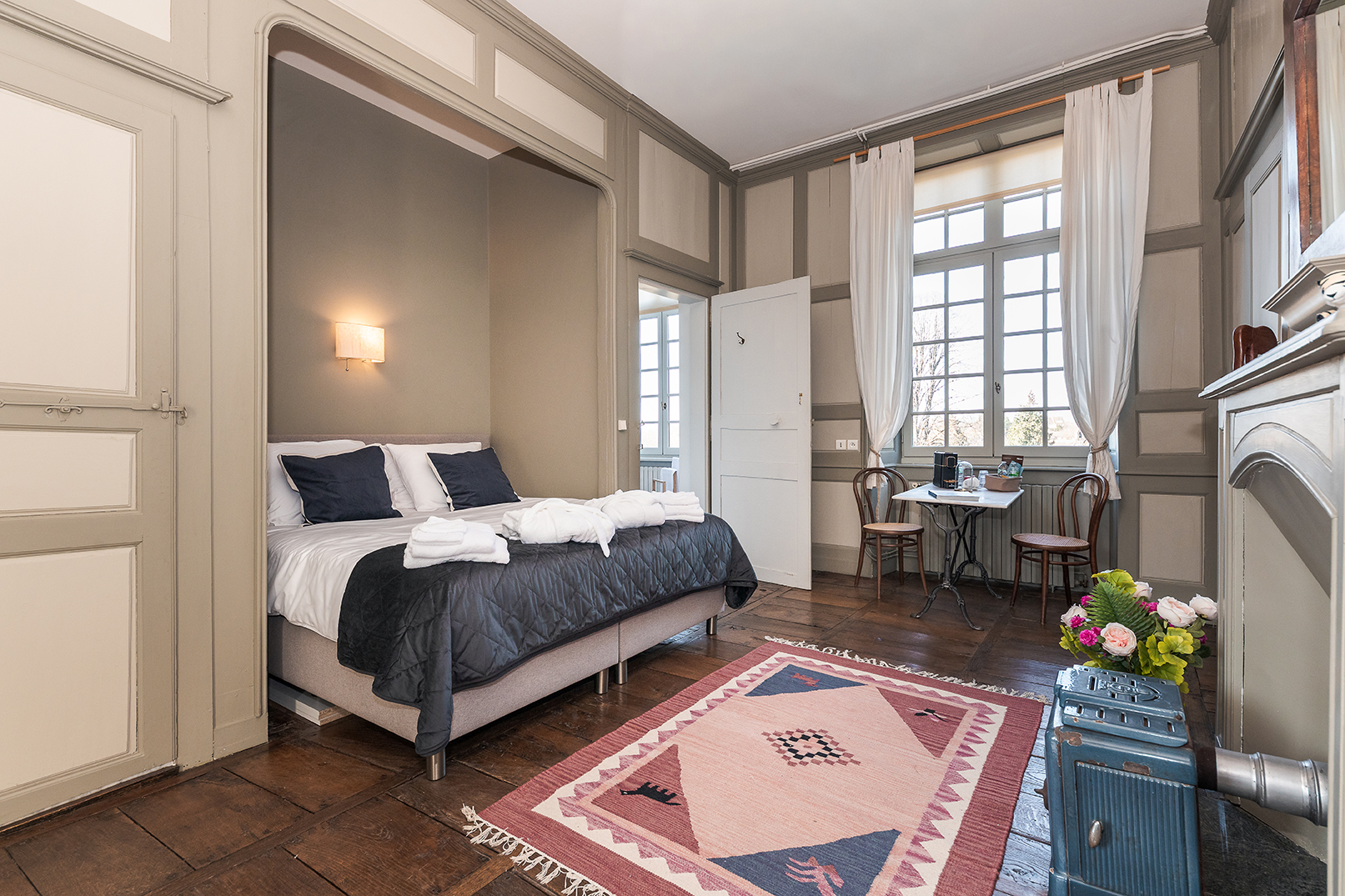 Cozy bedroom with elegant decor.